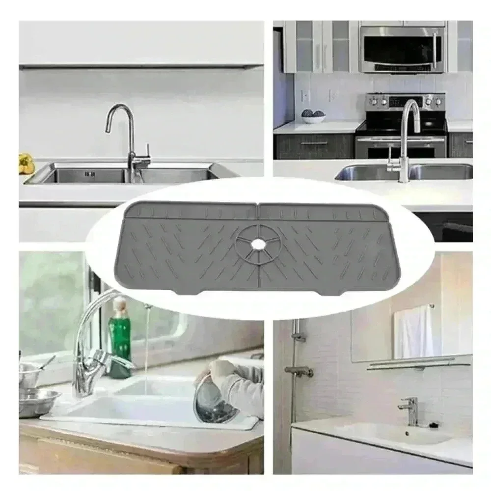 2‎ pack OUKENS Kitchen Sink Mat, Gray, Silicone, 14.7in